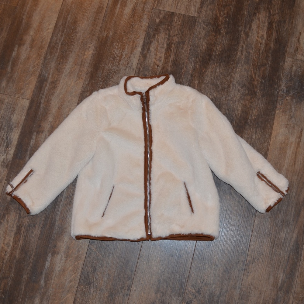 Copper Key - Cream Faux Fur Coat
